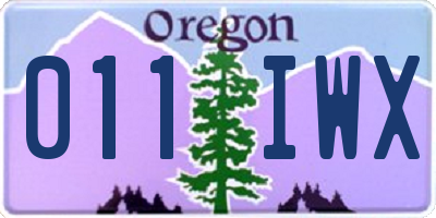 OR license plate 011IWX