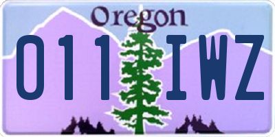 OR license plate 011IWZ
