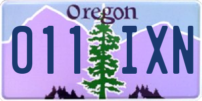 OR license plate 011IXN