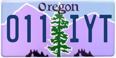 OR license plate 011IYT