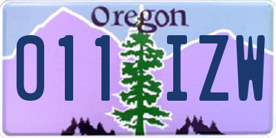 OR license plate 011IZW