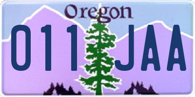 OR license plate 011JAA