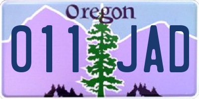 OR license plate 011JAD