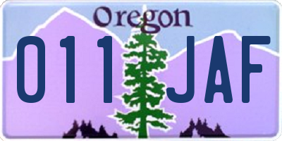 OR license plate 011JAF
