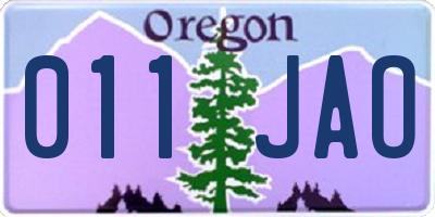 OR license plate 011JAO