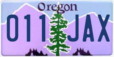 OR license plate 011JAX