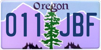 OR license plate 011JBF