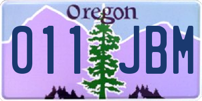 OR license plate 011JBM