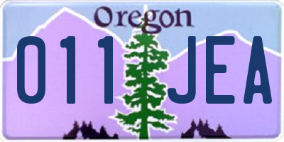 OR license plate 011JEA