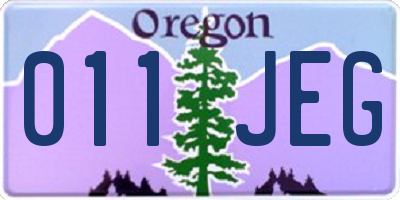 OR license plate 011JEG