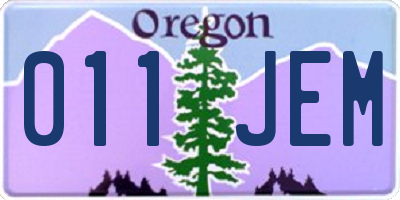OR license plate 011JEM