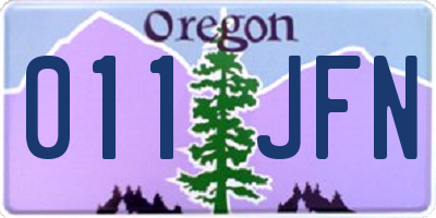 OR license plate 011JFN