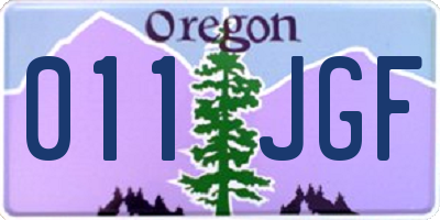 OR license plate 011JGF