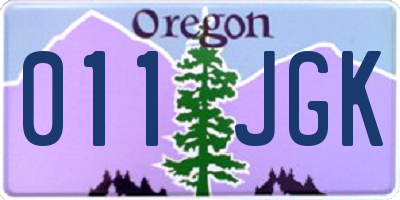 OR license plate 011JGK