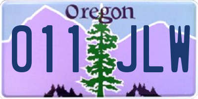 OR license plate 011JLW