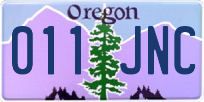OR license plate 011JNC