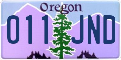 OR license plate 011JND