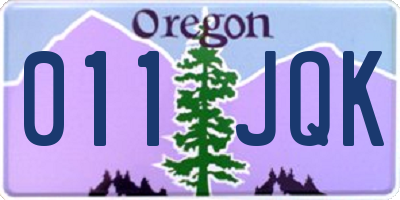 OR license plate 011JQK