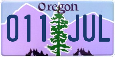 OR license plate 011JUL