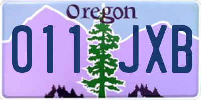 OR license plate 011JXB