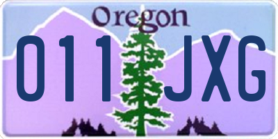 OR license plate 011JXG