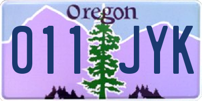 OR license plate 011JYK