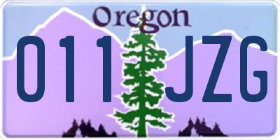 OR license plate 011JZG