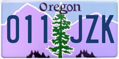 OR license plate 011JZK