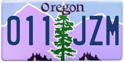 OR license plate 011JZM