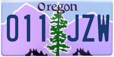 OR license plate 011JZW