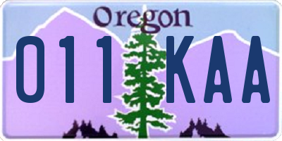 OR license plate 011KAA