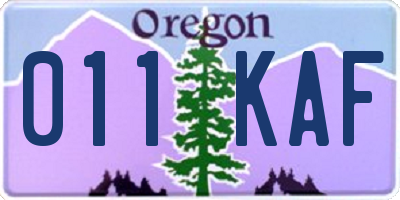 OR license plate 011KAF