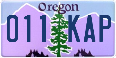 OR license plate 011KAP