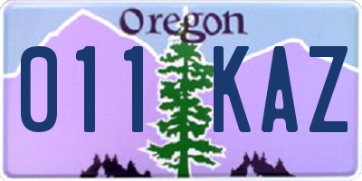 OR license plate 011KAZ