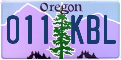 OR license plate 011KBL