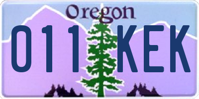 OR license plate 011KEK