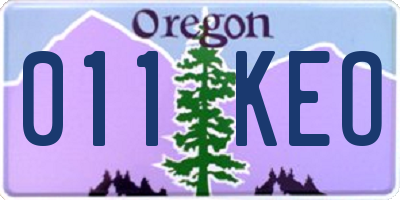 OR license plate 011KEO