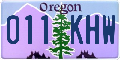OR license plate 011KHW