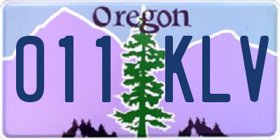 OR license plate 011KLV