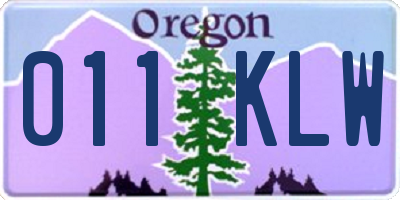 OR license plate 011KLW