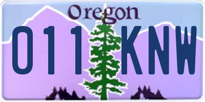 OR license plate 011KNW