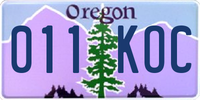 OR license plate 011KOC