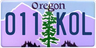 OR license plate 011KOL