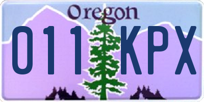 OR license plate 011KPX