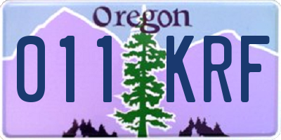 OR license plate 011KRF