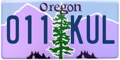 OR license plate 011KUL