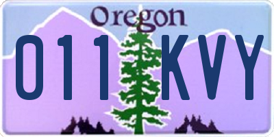 OR license plate 011KVY