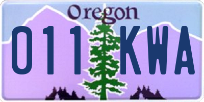 OR license plate 011KWA