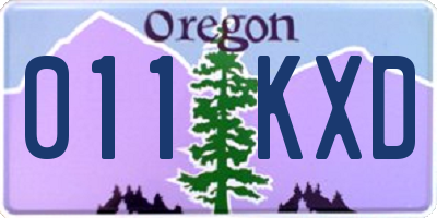 OR license plate 011KXD