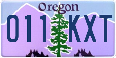 OR license plate 011KXT